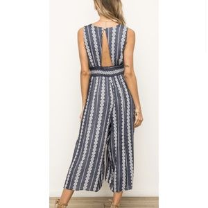 Navy and White Striped Jumpsuit
